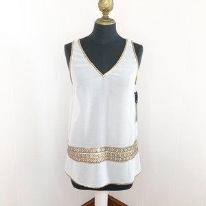 NEW BB Dakota Semi Sheer White Gold Tank Top Size XS